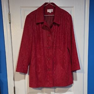 Erin London Textured Red Trench Coat